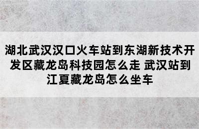 湖北武汉汉口火车站到东湖新技术开发区藏龙岛科技园怎么走 武汉站到江夏藏龙岛怎么坐车